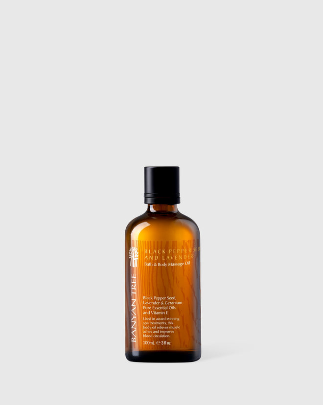 Black Pepper Seed and Lavender Bath & Body Massage Oil | Peace - Banyan Tree Gallery