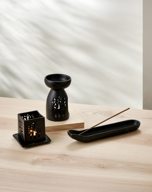 Black Ceramic Oil Burner - Medium